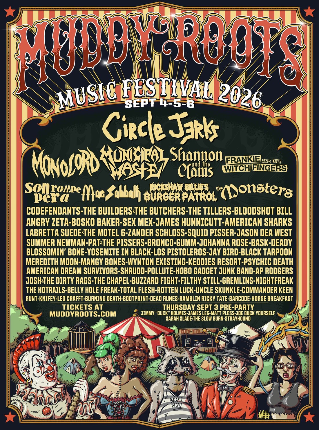 Muddy Roots Music Festival 2026 official lineup poster
